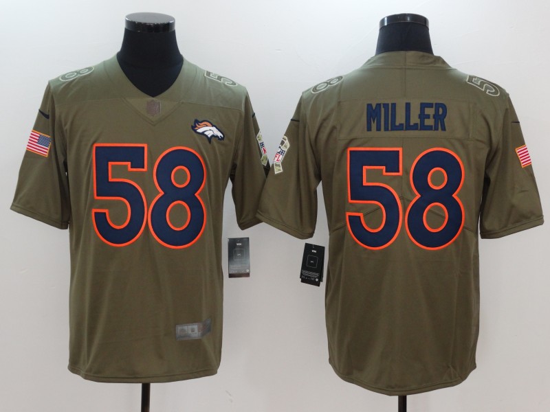 Men Denver Broncos #58 Miller Nike Olive Salute To Service Limited NFL Jerseys